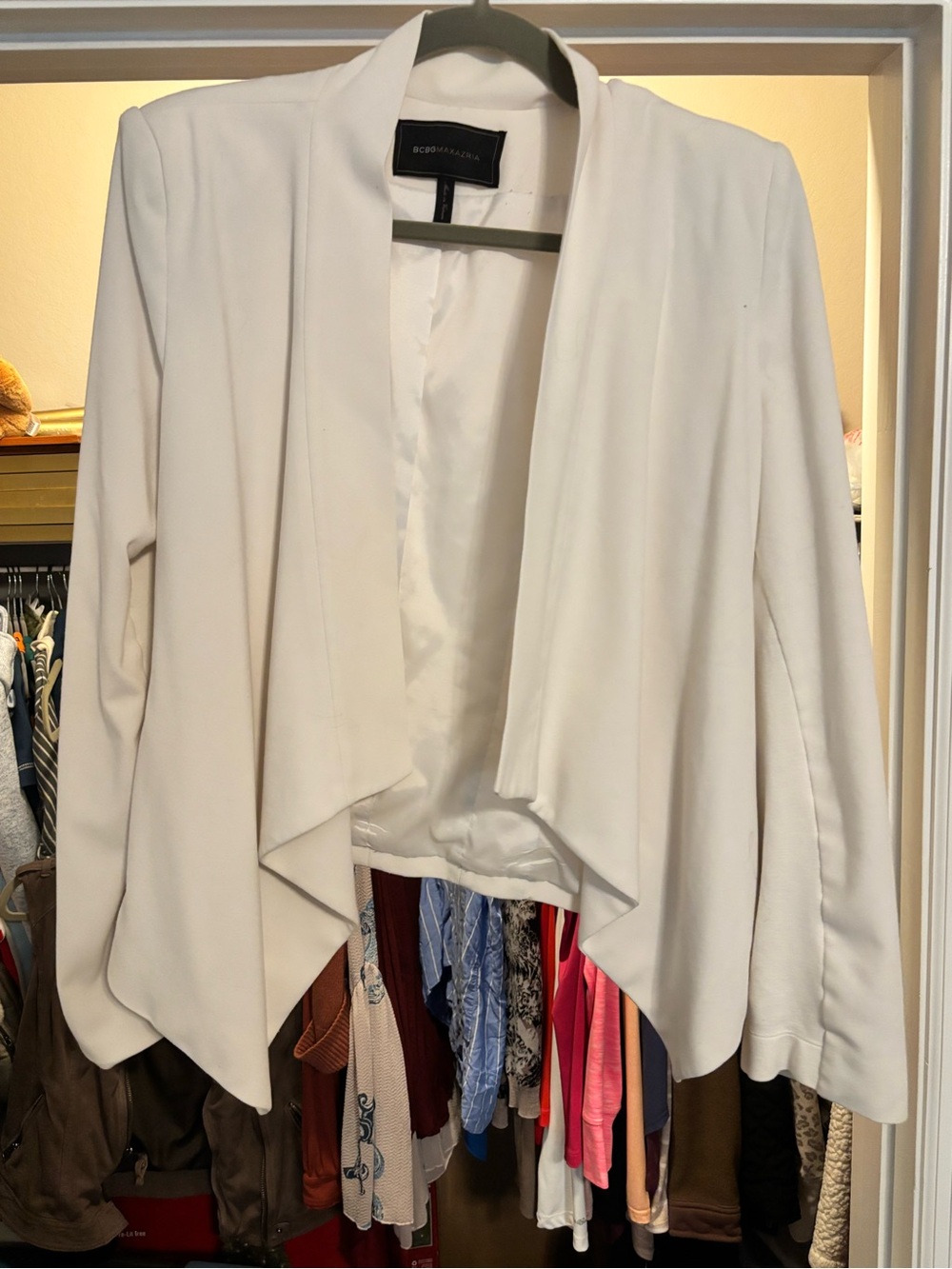BCBGMaxAzria Off-White Draped Open-Front Blazer